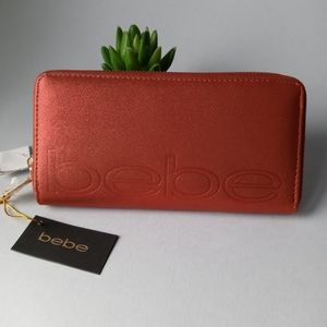 Wallet  Bebe By Angelica  Zip Around Ladies Sparkly Red  With around  zipper New